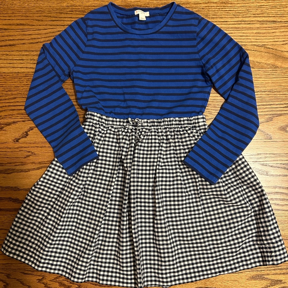 J Crew Kids Blue Stripe/Plaid Dress